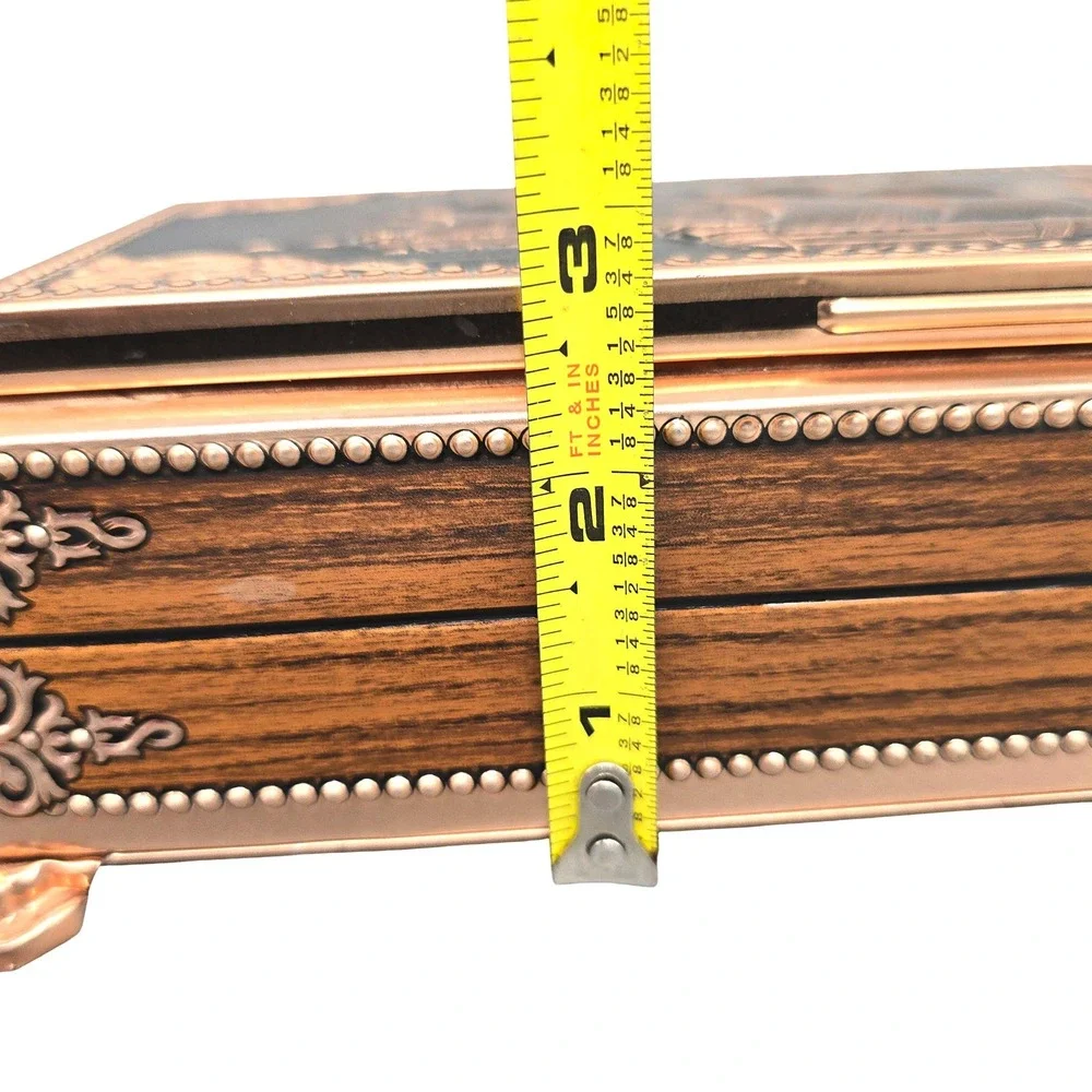 Vintage Tin Trinket Box Nautical 3D Sailing Rustic Ship Embossed Western Germany